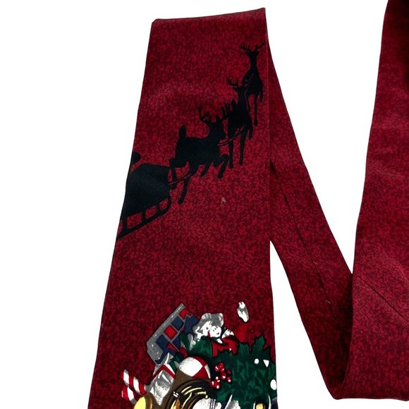 The Saturday Evening Post Neck Tie Mens 100% Silk Red Santa Claus Vintage 1996 - Picture 4 of 8